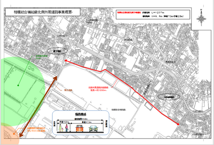 相模総合補給廠北側外周道路概要図