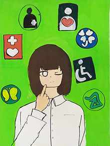 市立小山中学校3年 近成　萌咲（ちかなり　めいさ）「マークの大切さ」イメージ画像