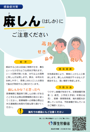 感染症対策　麻しん（はしか）にご注意ください　イメージ画像