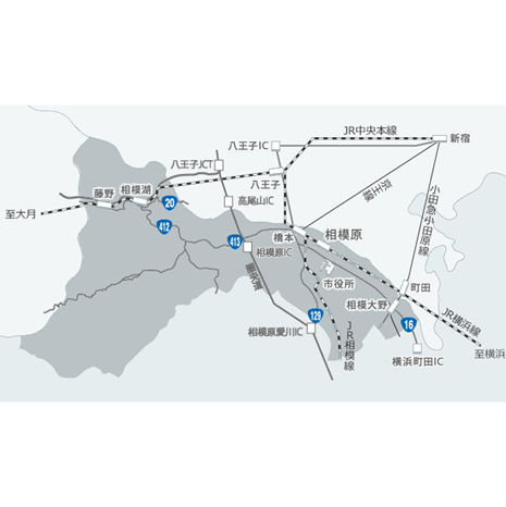 相模原市への交通案内図