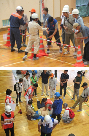 相武台地区で防災訓練の様子