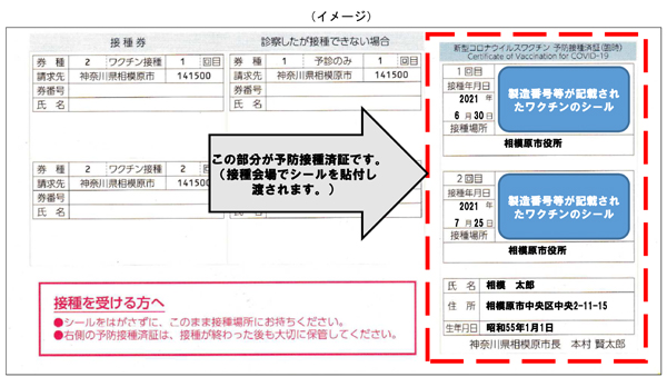 予防接種済証のイメージ