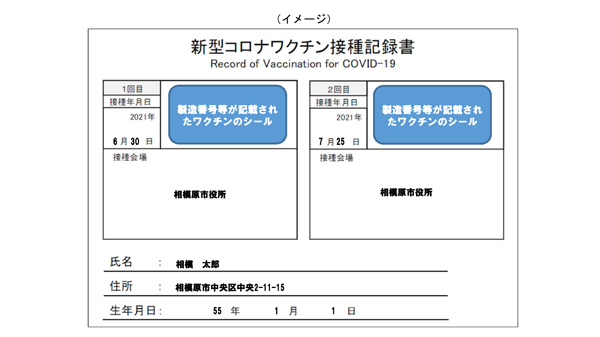 接種記録書のイメージ