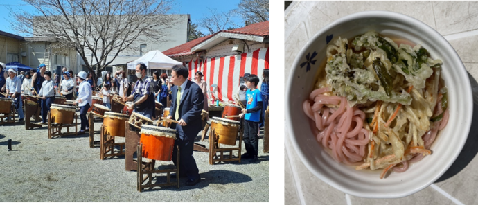 牧郷さくらまつり会場　うどん　写真