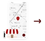 3お店で受取り　指定の時間になったら、お店で受取ります。決済済みなのでアプリ画面を提示するだけでOK。